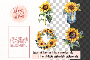 Watercolor Sunflowers Clip Art