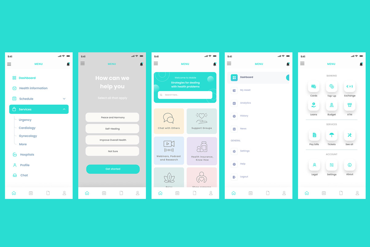 Menu Screens App UI Kit & Dashboard, an App Template by nagaredesignstudio (Photo 2 of 2)