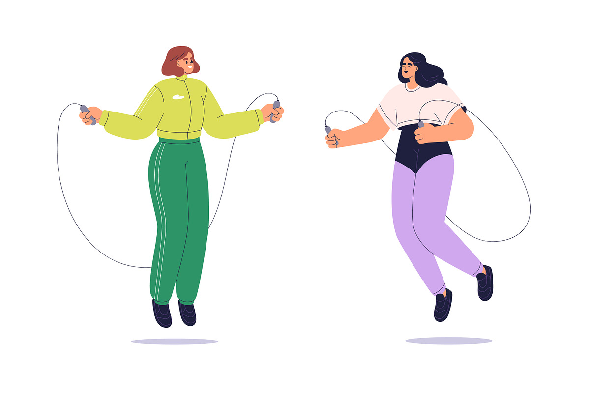 People jump with skipping rope set, a Person Illustration by Good Studio (Photo 6 of 7)