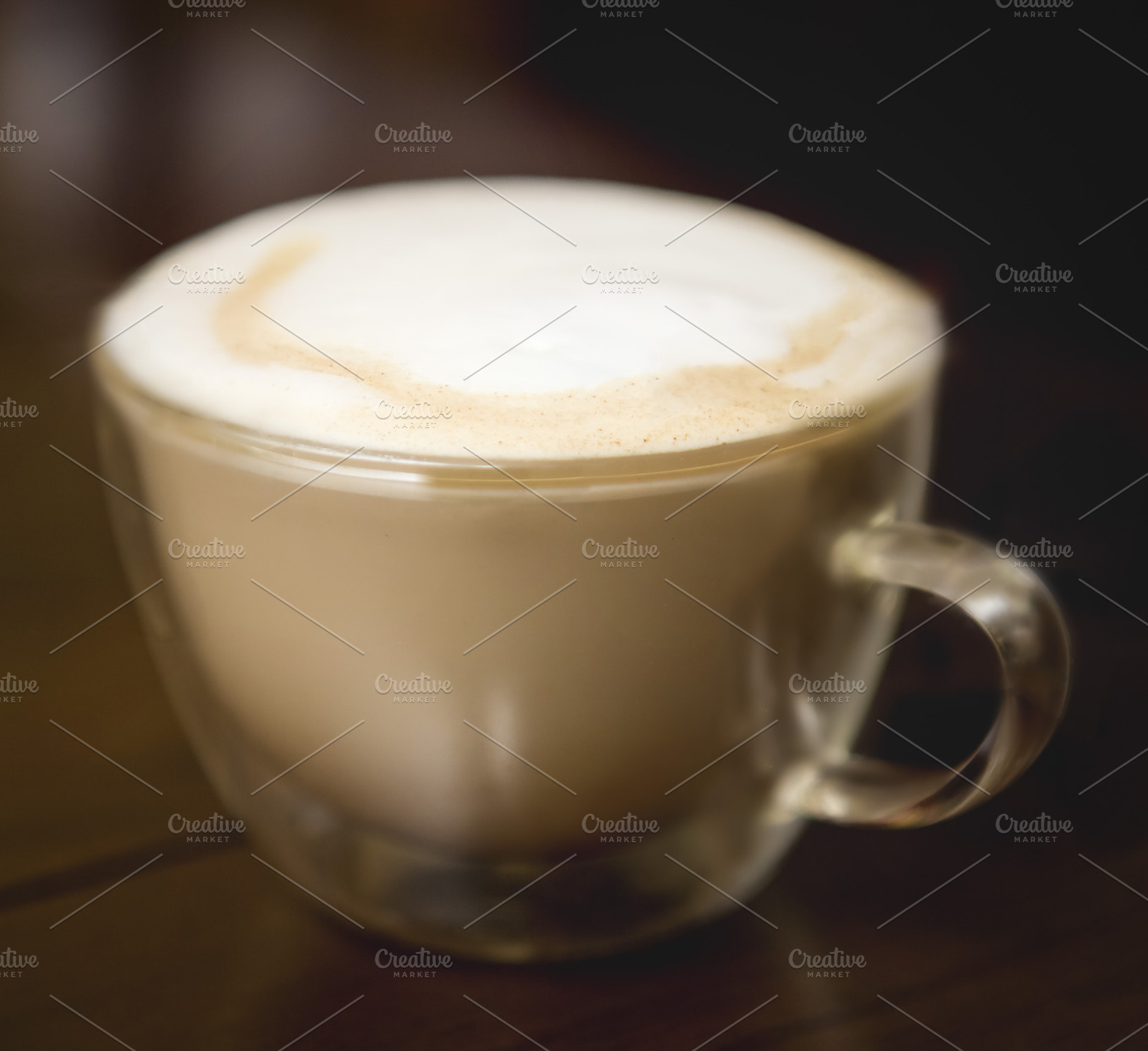 Latte With Foam In A Clear Mug
