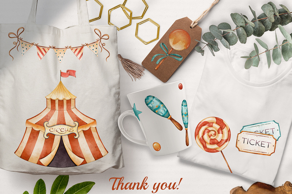 Cute Circus Clipart PNG Set, an Object Illustration by Mespilia (Photo 4 of 5)
