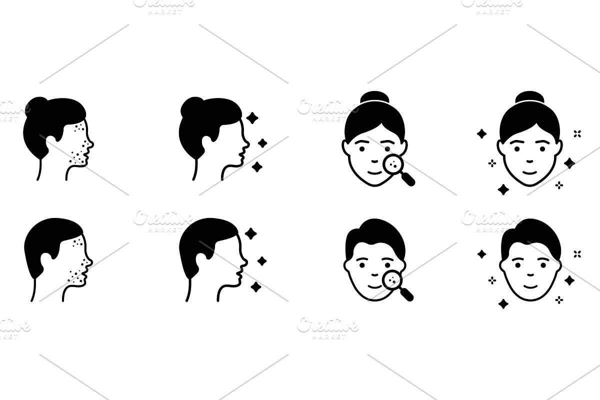 Woman and Man Faces Silhouette Icon, a Person Illustration by Vector Creator