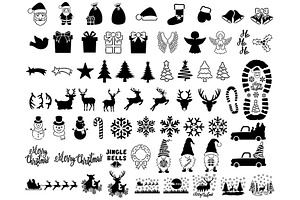 65 Christmas Stencil SVG, Bundle.