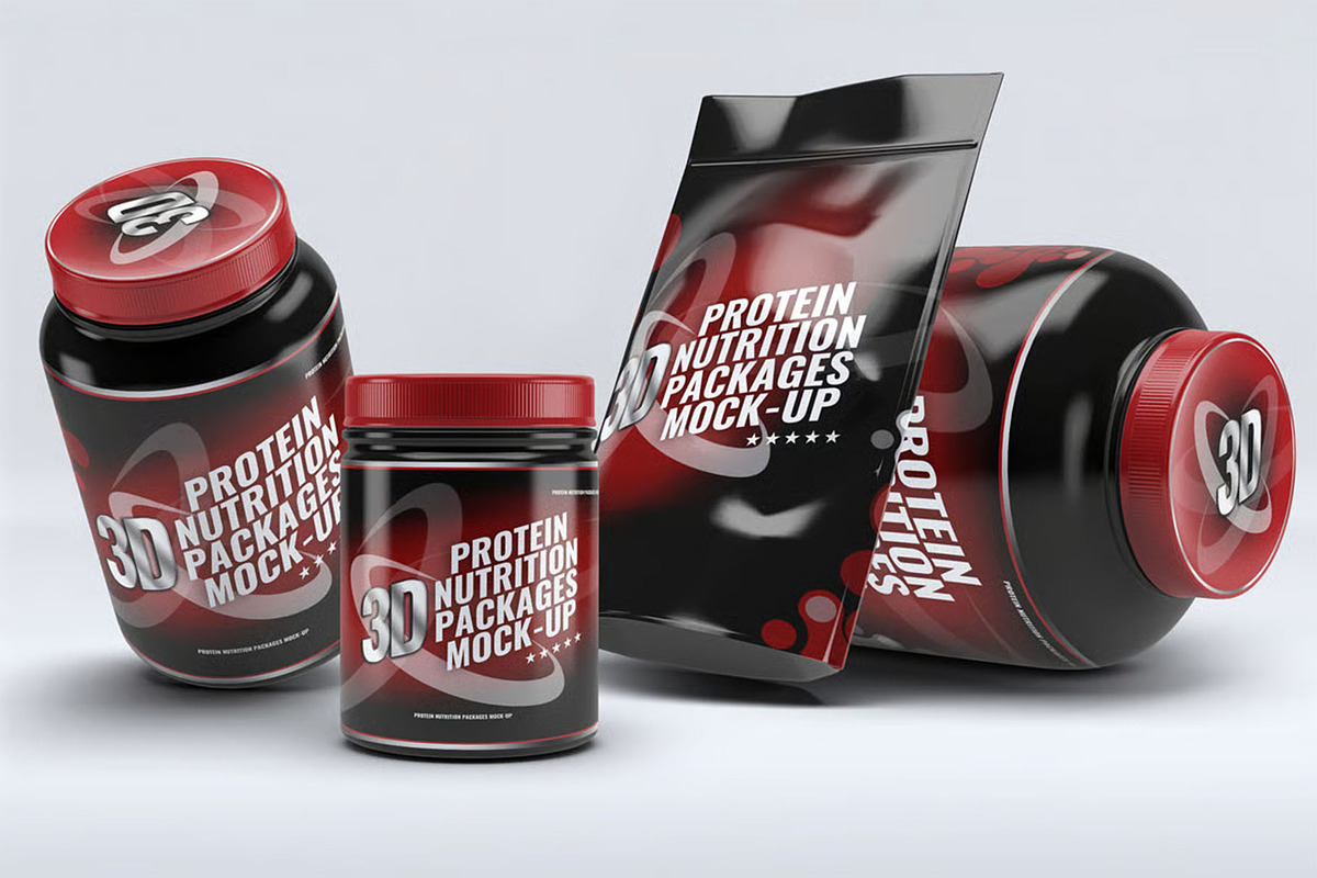 Sport Nutrition Packages Mock-Up, a Packaging Mockup by DesignRushMarket (Photo 5 of 7)