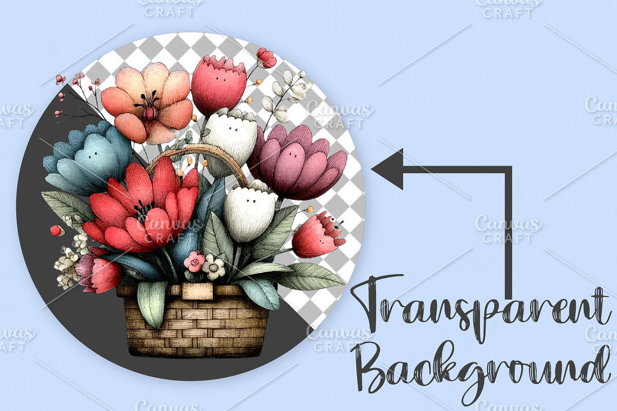 Spring Flower Basket Clipart Bundle, an Illustration by Canvas Craft (Photo 2 of 7)