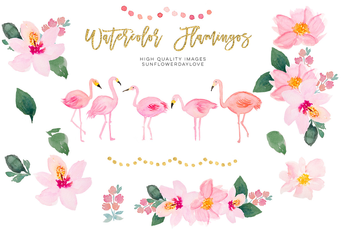 Flamingo Watercolor image, an Illustration by Sunflower Day Love (Photo 1 of 3)