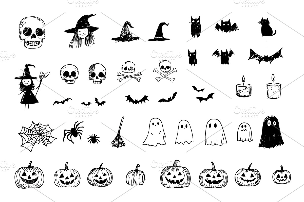 Creepy Cute Halloween: Doodle Set, a Seasonal Illustration by VasilkovS (Photo 4 of 5)