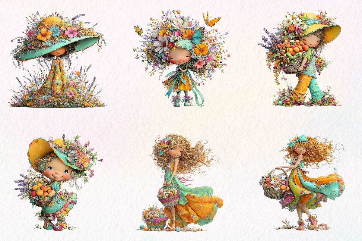 Whimsical Summer Girl Clipart, a Seasonal Illustration by fashionaddict (Photo 3 of 7)