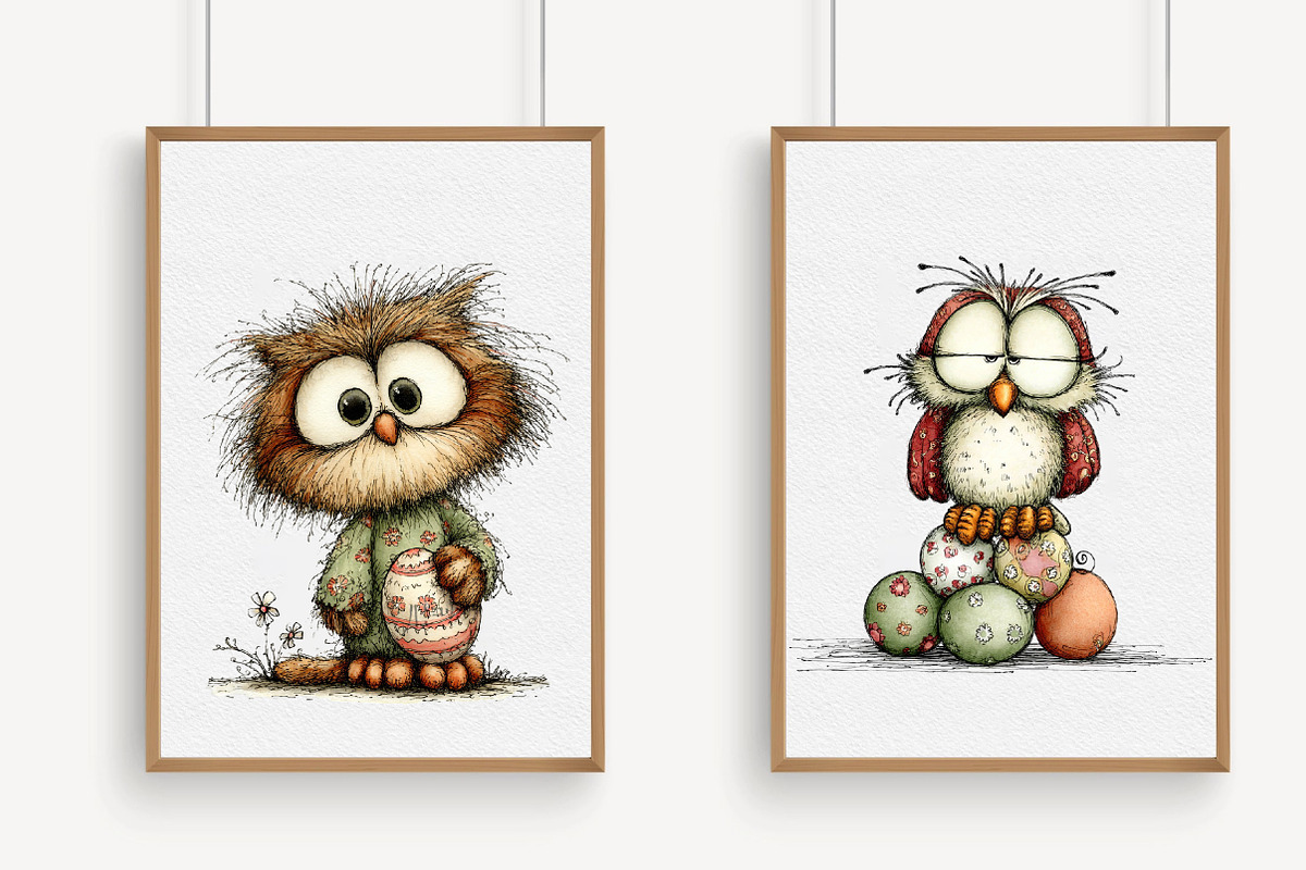 Whimsical Easter Owl Clipart, an Illustration by Libby Wishes (Photo 3 of 8)