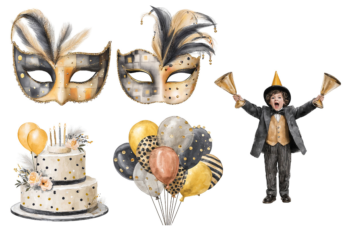 Watercolor New Year Clipart, an Illustration by Designworld (Photo 4 of 4)