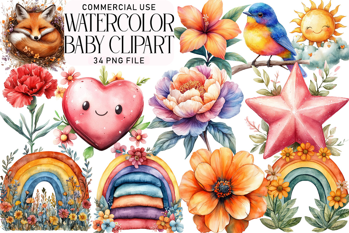 Watercolor Baby Clipart Bundle, an Illustration by Daily.Designs (Photo 1 of 5)