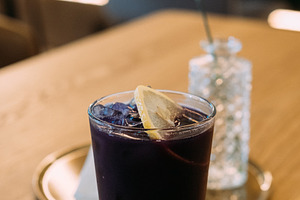 Cold cocktail purple drink glass alcohol ice shot, a Food & Drink Photo by Photo Drive Studio