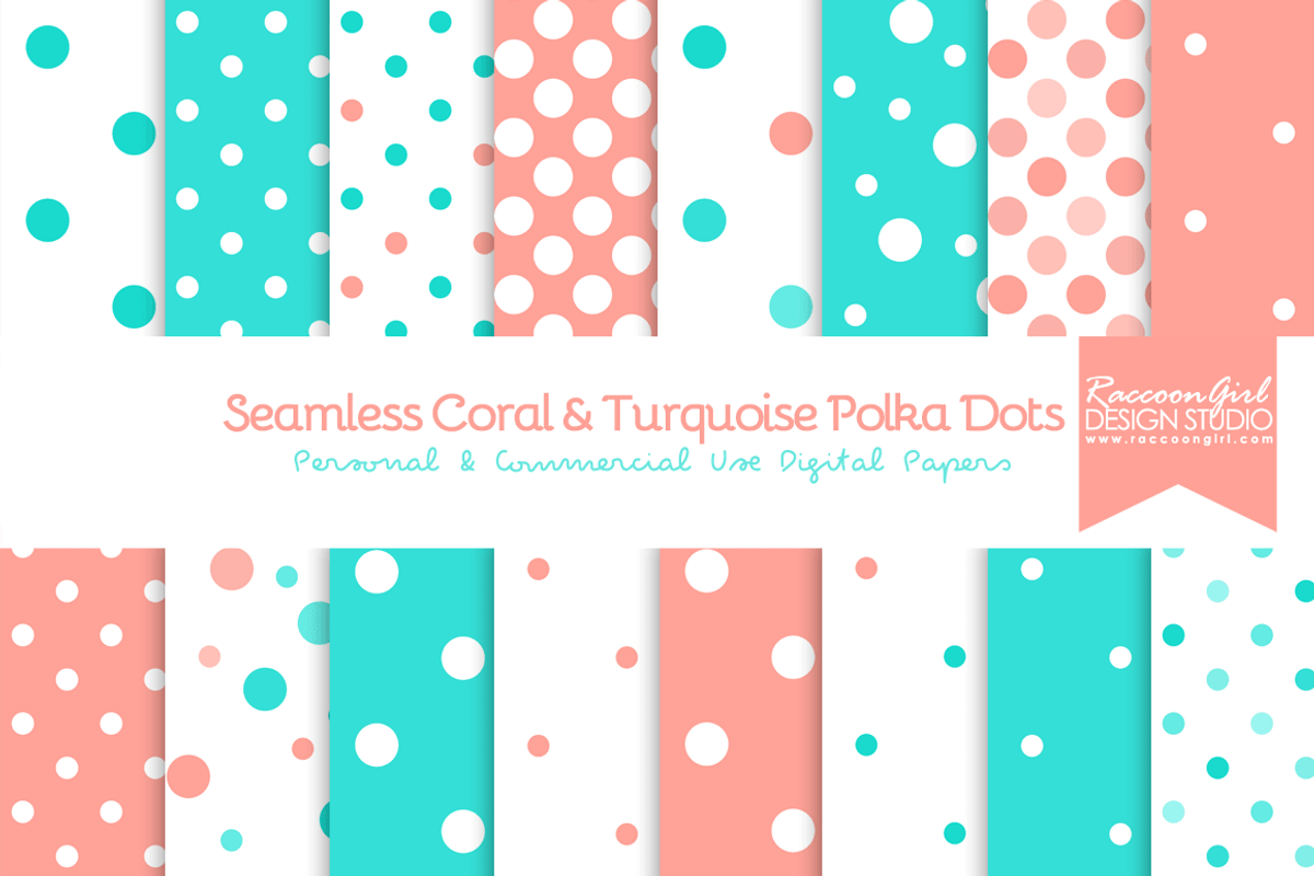 Coral & Turquoise Polka Dots