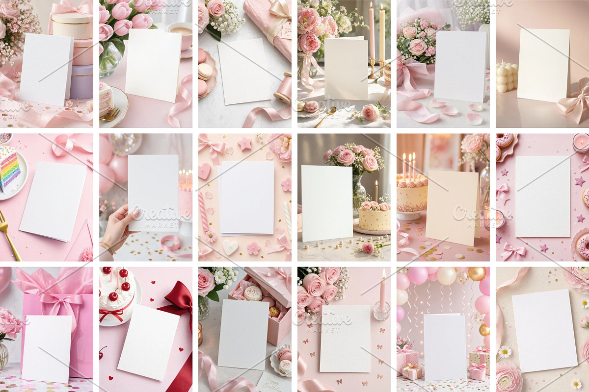 Girl Birthday Card Mockup, a Background Photo by Selenique Studio (Photo 6 of 9)