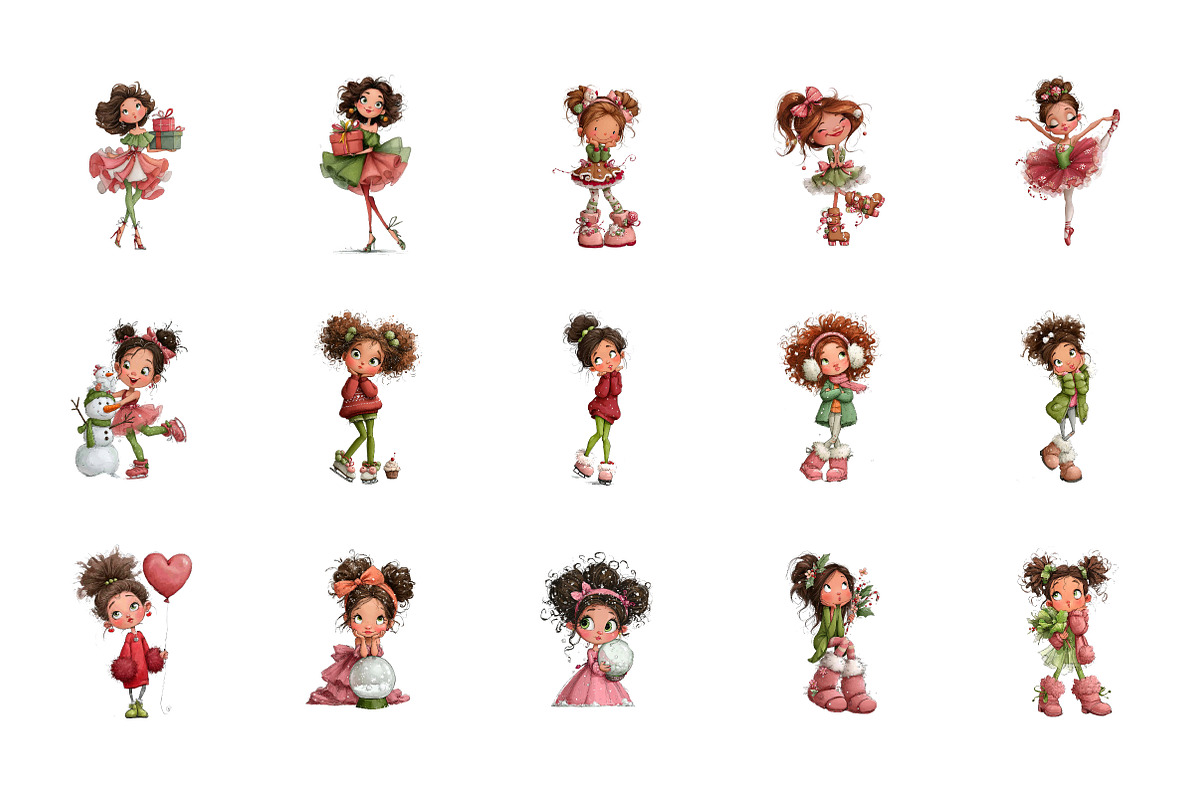 Christmas girl clipart, an Illustration by CreationArt (Photo 2 of 5)