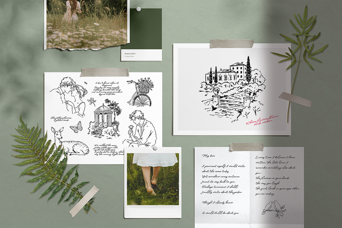 THE POET'S MUSE: Line Art Collection, a Decorative Illustration by long summer (Photo 10 of 13)