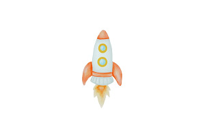 Watercolor Rocket Clipart