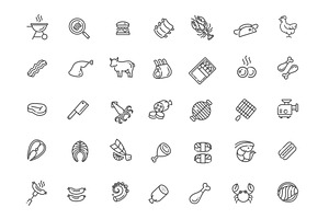 Simple Set of Meat Related Vector, an Outline Icon by Tettygreen