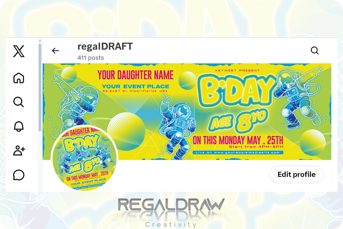 Birthday Social media Template, a Social Media Template by regalDRAW (Photo 2 of 4)