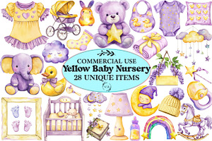 Yellow Light Lilac Baby Nursery PNG, an Illustration by Craft Nest
