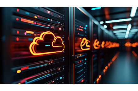 Close-up view of cloud computing, a Technology Illustration by Sergey Kotenev