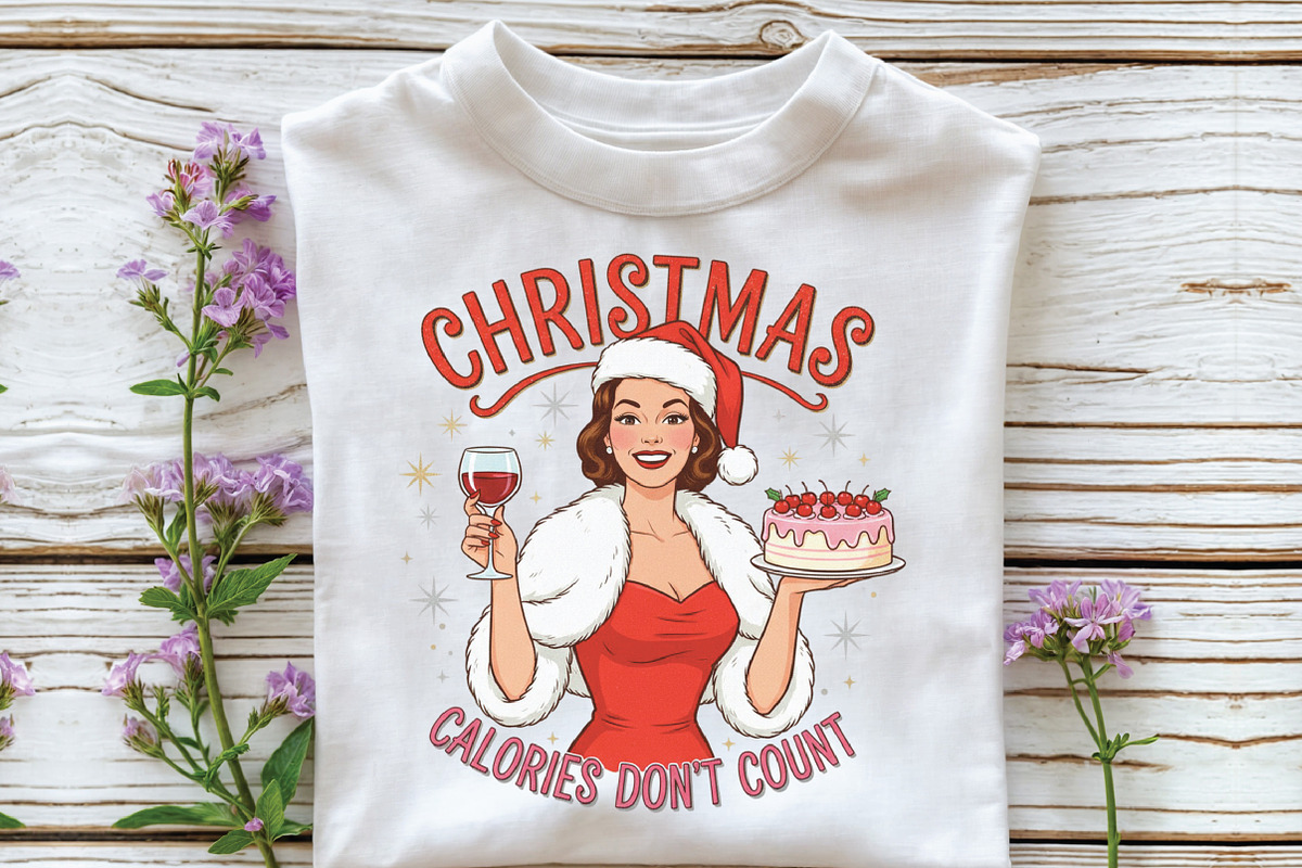 Retro Girl Christmas PNG Shirt Girl, an Illustration by CraftArtStudio (Photo 2 of 4)
