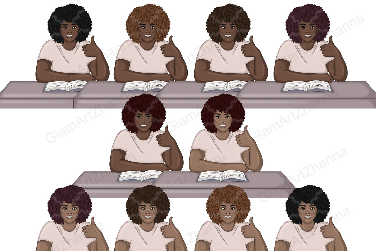 Study Beige Girls Clipart, a Person Illustration by GlamArtZhanna (Photo 6 of 7)