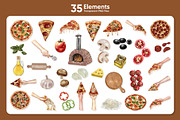 Pizza Time – Watercolor Food, a Food Illustration by CreativeValuation (Thumbnail 2 of 11)