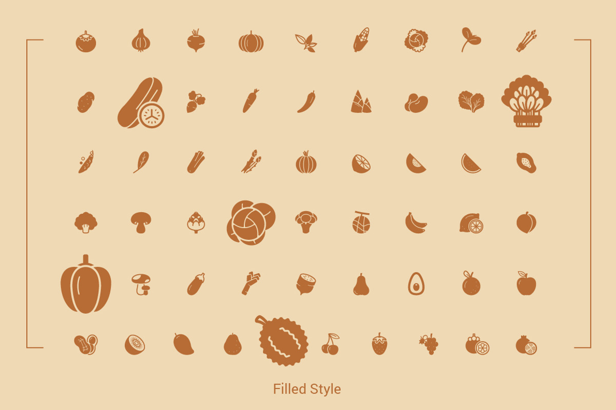 55 Fruit and Vegetable icons, an Outline Icon by WORAKAMON Design Studio (Photo 3 of 8)