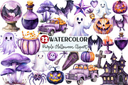 Purple Halloween Clipart, a Seasonal Illustration by Rose Art (Thumbnail 1 of 3)
