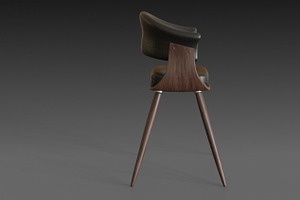 Wooden Chair With A Dark Leather