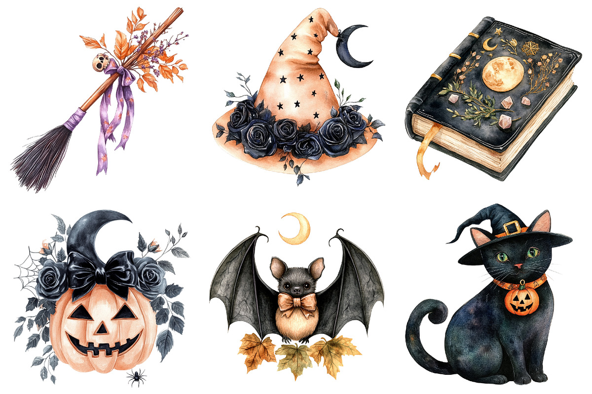 Peach Colored Halloween Clipart, a Seasonal Illustration by CitraGraphics (Photo 3 of 6)