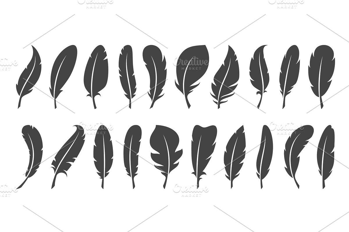Feather silhouettes. Flat style, an Object Illustration by YummyBuum