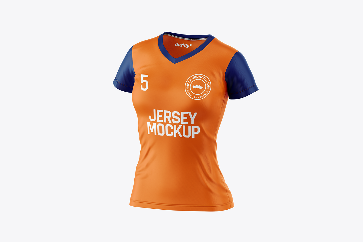 V Neck Women Jersey Mockup, a Product Mockup by Mockupdaddy (Photo 3 of 10)