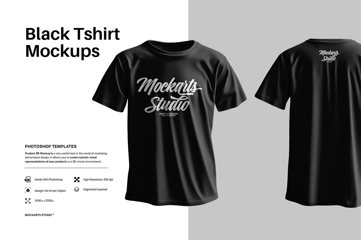 Black Tshirt Mockups, a Shirt Mockup by mockarts