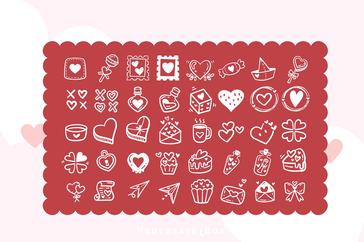 250 Procreate Valentines Stamps, a Brush Add-On by ProcreateiBox (Photo 5 of 9)