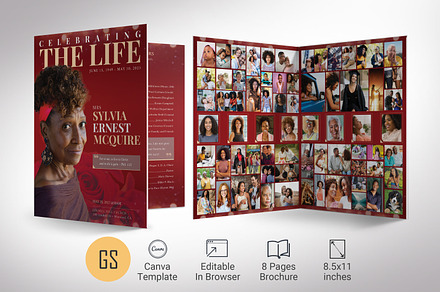 Red Life Tabloid Funeral Program, a Brochure Template by Godserv Designs