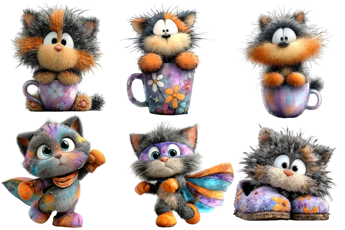 Quirky Cat Funny Kitten Clipart, an Illustration by Designworld (Photo 2 of 5)