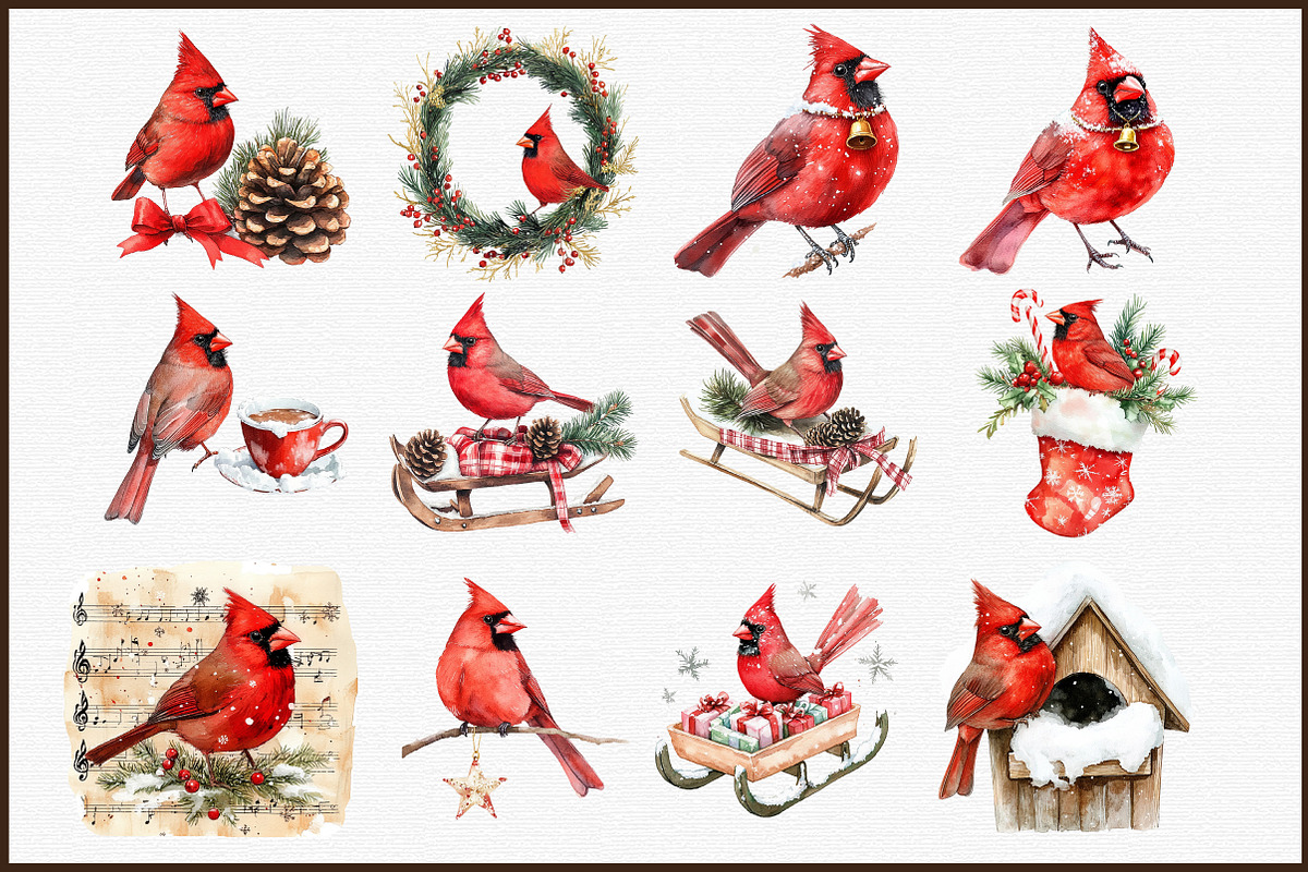 Red Cardinals Christmas Sublimation, an Illustration by Sublimation Artist (Photo 3 of 6)