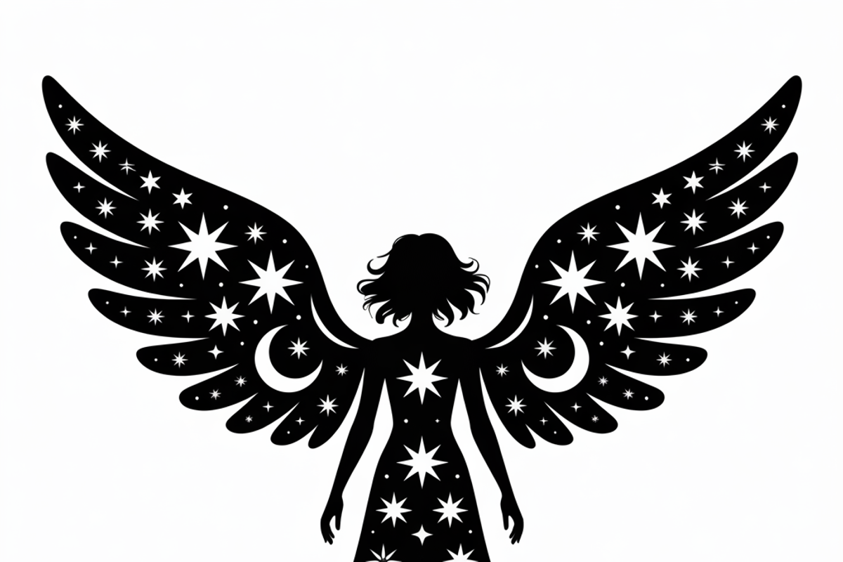 starry angel wings silhouette, an Illustration by Amazin_art (Photo 12 of 21)
