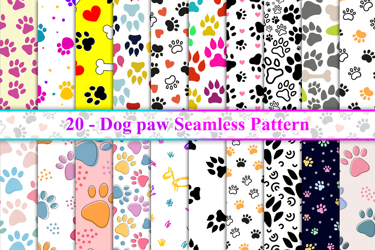 Dog paw seamless pattern, a Pattern Graphic by Digital Studio (Photo 1 of 6)