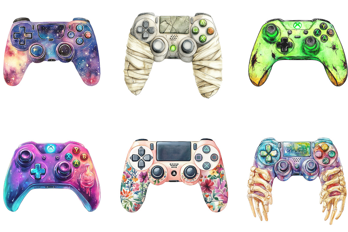 Halloween Gaming Controllers Clipart, an Illustration by CraftArtStudio (Photo 2 of 6)