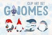 Gnomes and Snowflakes - Clip Art Set, a Decorative Illustration by Tati Bordiu Digital (Thumbnail 1 of 6)