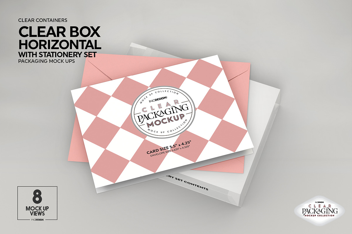 Clear Box with Stationery Set Mockup, a Packaging Mockup by INCDesign (Photo 8 of 19)