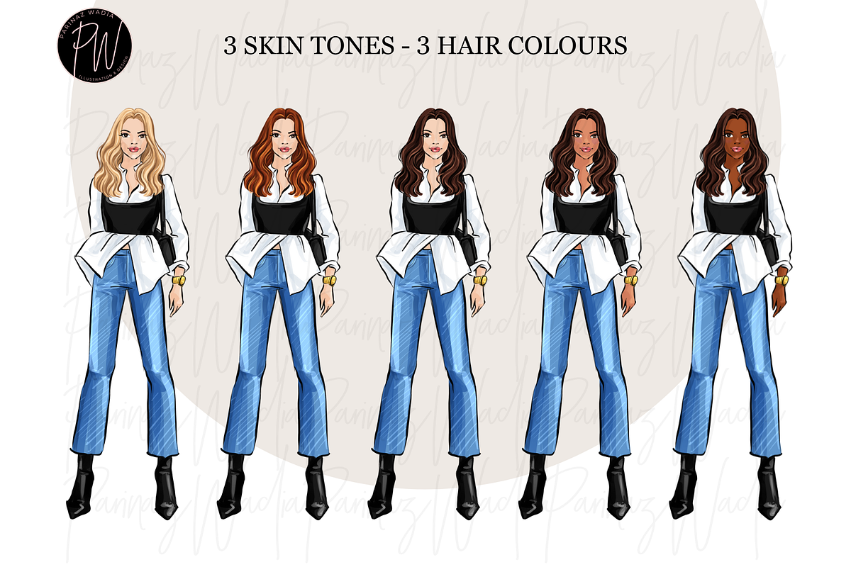 Fashion Girl 61 Watercolor Clipart, a Person Illustration by Parinaz Wadia Design (Photo 2 of 15)