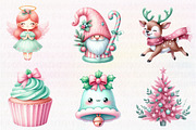 Kawaii Pink Mint Christmas Clipart, an Illustration by CreationArt (Thumbnail 5 of 5)