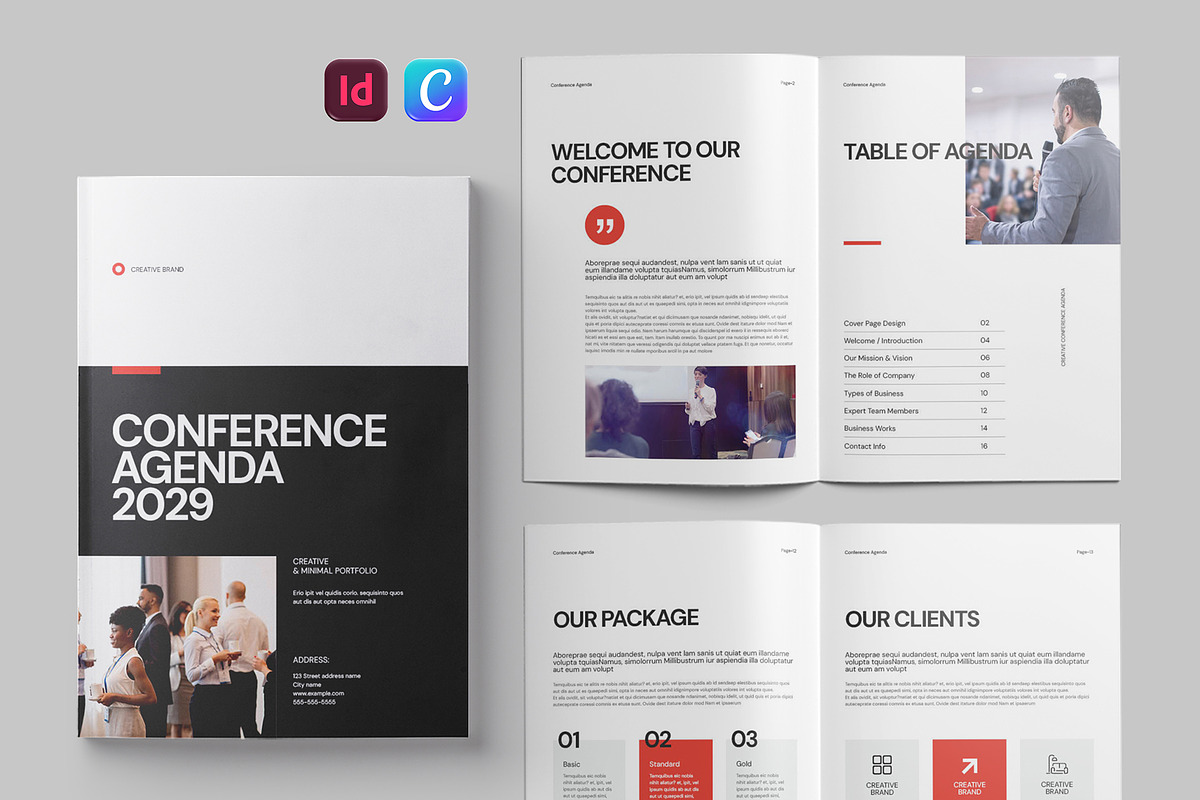 Conference Agenda Canva Template, a Brochure Template by Pixelpick (Photo 1 of 9)