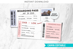 Emirates Airlines Ticket Canva PDF, a Card Template by Snapybiz