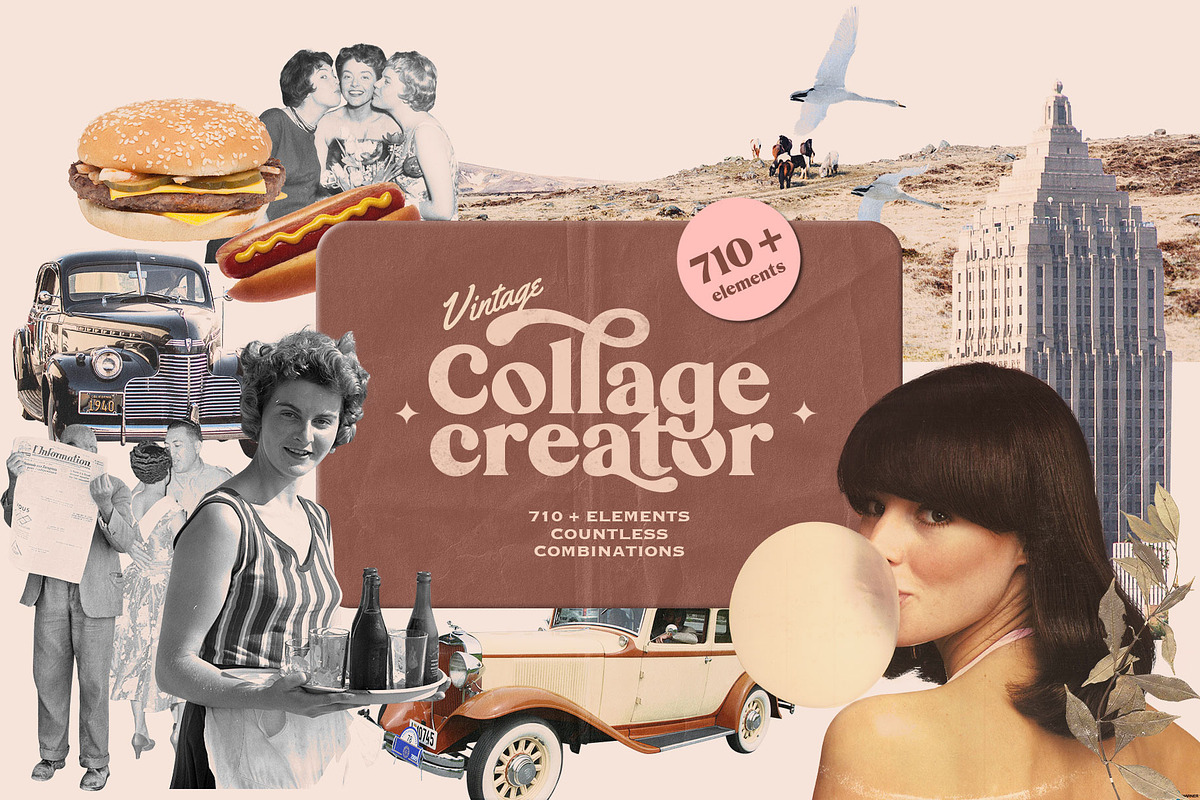 Vintage Collage Creator 710+ PNG, an Object Graphic by Marie T (Photo 1 of 26)