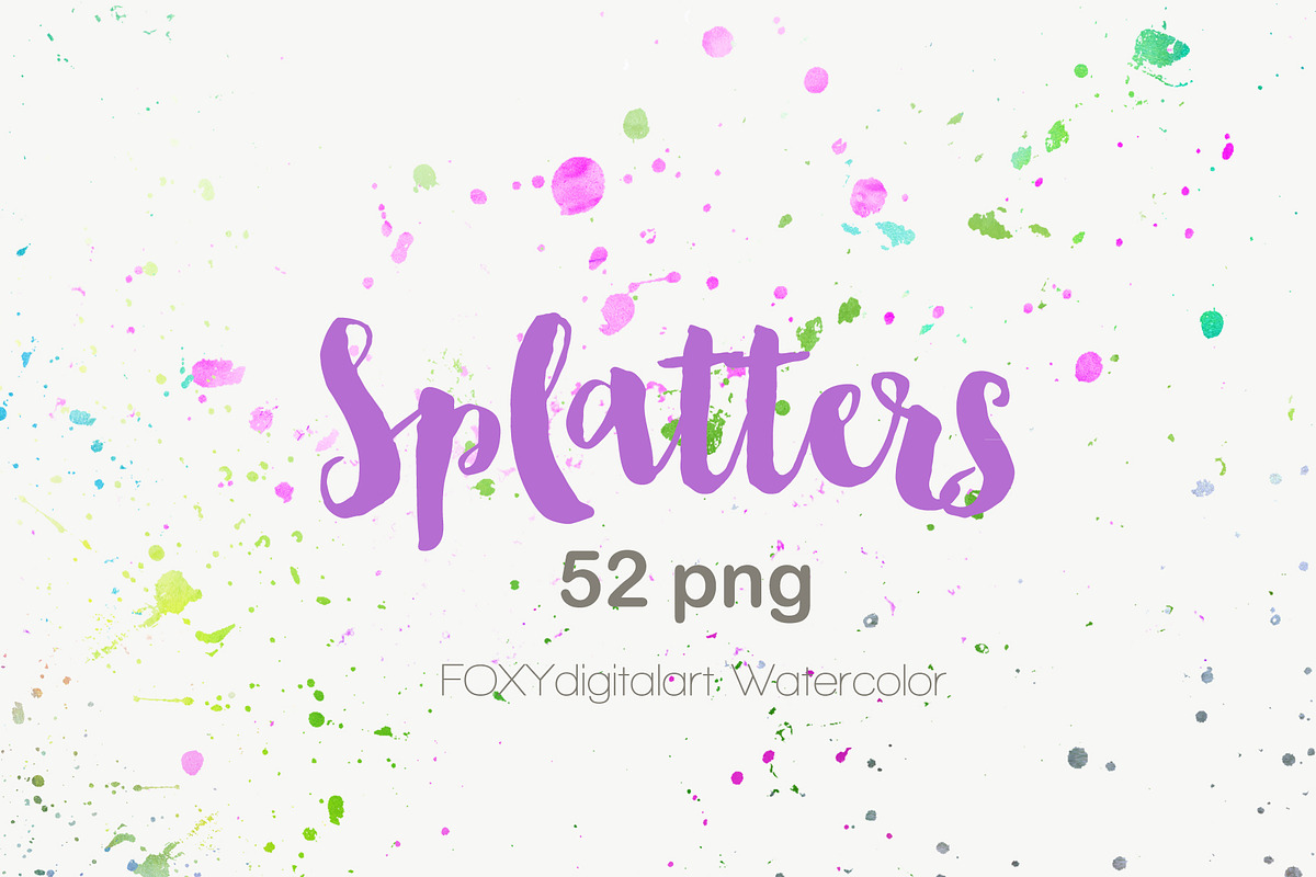 Watercolor paint brush splatters ink, a Texture Graphic by FOXYdigitalart (Photo 2 of 9)